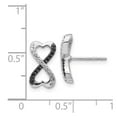 thumbnail image 2 of 14k White Gold Black and White Diamond Infinity Heart Post Earrings EM5516, 2 of 2