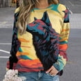 thumbnail image 2 of Sweatshirt For Womens Crewneck Colorful Lone Wolf Hoodies Teen Girls Cute, 2 of 7