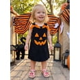 thumbnail image 5 of BemeyourBBs Toddler Baby Girls Halloween Dress Outfit Baby Girl Fall Pumpkin Overalls Dress Clothes Kids Cute Pumpkin Face Embroidery Sleeveless Tank Dress 12 18 24 Months 2 3 4 5 Years, 5 of 9