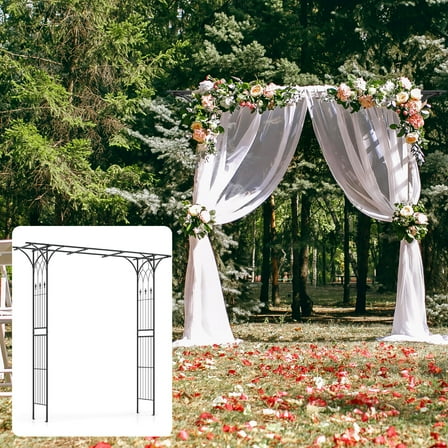 Costway Garden Wedding Rose Arch Pergola Archway Flowers Climbing Plants Trellis Metal
