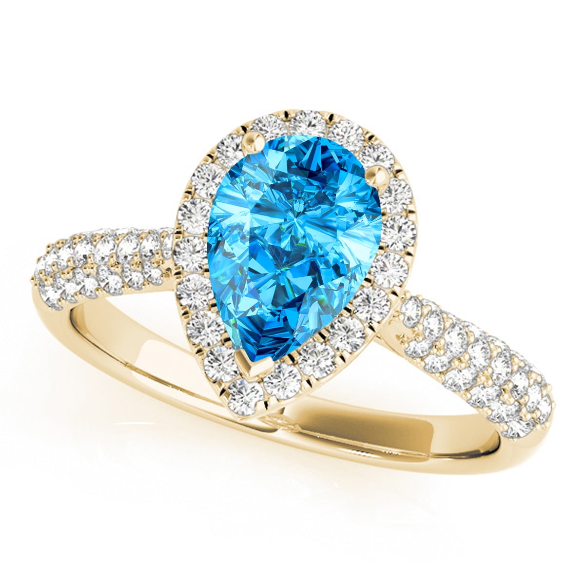 10k Yellow Gold Pear White Topaz And Diamond Ring 10k Yellow Gold Pear White Topaz And Diamond Ring