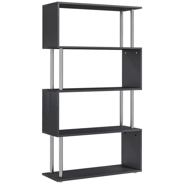 HOMCOM Bibliothèque à 5 Niveaux Étagère de Rangement en Forme de Z Présentoir avec Cadre en Métal
