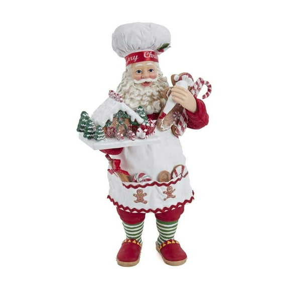 Kurt Adler 10.5-Inch Fabric Gingerbread Chef Santa Figurine – Multi-Color