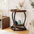 Tribesigns Half Round End Table, 2 Tier Half Moon Side Table Semi