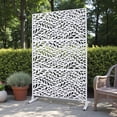 thumbnail image 2 of Tcbosik Outdoor Metal Privacy Screen 76"H x 48"W, Freestanding Decorative Privacy Divider for Deck, Balcony, Patio, Garden, Backyard, Poolside, White, 2 of 8
