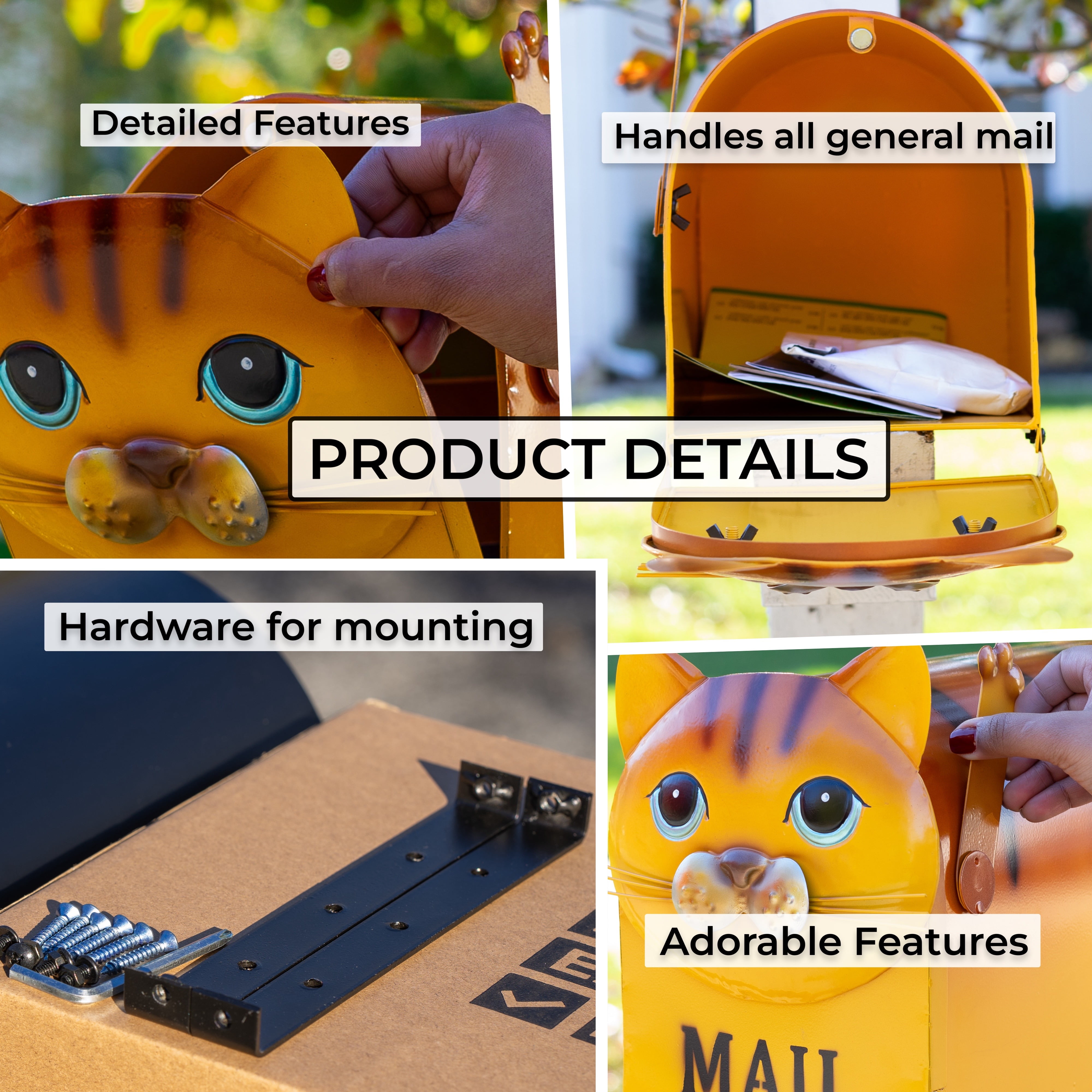 Made Easy Kit Metal Mailbox Animal Design - Fast Straight Forward Post Mounting Bracket Install - Durable All Weather Rust Resistant - Letters, Mail, Small Packages