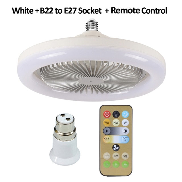 Ceiling Fan With Lights Remote Control E27 Converter Base 30W Smart