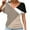 Khaki, variant on Women's Casual V-Neck Blouse, Short Sleeve Printed Top with Dolman Sleeve and Side Gathers, Soft Stretch Fabric for Daily Wear