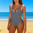 thumbnail image 5 of Enjoytime One Piece Swimsuit Women Tummy Control Cutout Halter Bathing Suit High Cut Tie Side Modest Bikini Sets, 5 of 5