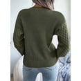 thumbnail image 4 of Women'S Winter Pullover Sweater Casual Long Sleeve Crewneck Loose Chunky Knit Jumper Tops Blouse Army Green M, 4 of 9