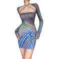thumbnail image 4 of Sedceaty Women's Spring Autumn Outfit Sets Long Sleeve Shrug Cardigan + Sleeveless Skinny Hanging Neck Dress, 4 of 9
