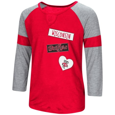 Wisconsin Badgers Soft Football - University of Wisconsin Badgers Youth Girls 3/4 Sleeve All You Need Tee