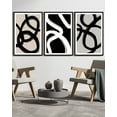 thumbnail image 3 of SHENIFY large 24x36in3pcs Black Framed Black Abstract Wall Art Decor Duotone Minimal Dark Brush Stroke Prints Shapes Illustrations Modern Art Decorative Ready To Hang, 3 of 5