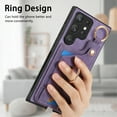 thumbnail image 3 of SaniMore for Samsung Galaxy S23 Ultra Case, Card Slots [Up to 2] Carabiner Finger Ring Stand Magnetic Car Mount PU Leather Skin Soft Shockproof TPU Anti-drop Anti-scratch Wallet Shell -Purple, 3 of 8