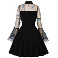 thumbnail image 2 of IBTOM CASTLE Women's Vintage 1950s Cocktail Party Prom Tea Dress Summer Long Bell Sleeve Retro flared A-line Swing Casual Dresses S Black - Butterfly, 2 of 7