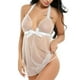 thumbnail image 3 of Gibobby Lencería sexy Lencería para mujer, camisón de encaje, ropa de dormir de malla transparente (1 camisón + 1 calzoncillos)(Blanco XL), 3 of 5