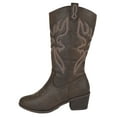 thumbnail image 2 of Women Cowgirl Cowboy Stitched Mid Calf Forever Boots Pointy Toe Western Dark Brown 7.5, 2 of 4