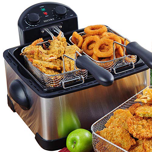 Secura 1700-Watt Stainless-Steel Triple Basket Electric Deep Fryer with