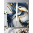 thumbnail image 3 of Marble Texture Sheer Curtains 96 Inches Long 2 Panels Modern Golden Blue Fluid Art Light Filtering Semi Sheer Window Curtains Drapes for Bedroom Living Room 52"x96", 3 of 7