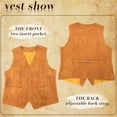thumbnail image 6 of JASGOOD Men's Suit Vest Vintage Suede Leather Western Cowboy Waistcoat Brown, 6 of 8