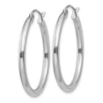 thumbnail image 2 of Auriga 14k White Gold 2.5mm Lightweight Tube Hoop Earrings for Women(L-30mm, W-30.5mm), 2 of 5