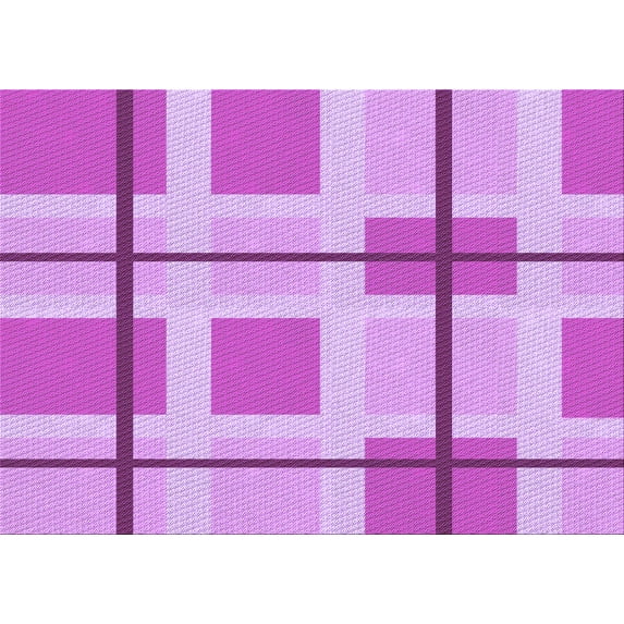 Ahgly Company Machine Washable Indoor Rectangle Transitional Pastel Purple Pink Area Rugs, 5' x 7'