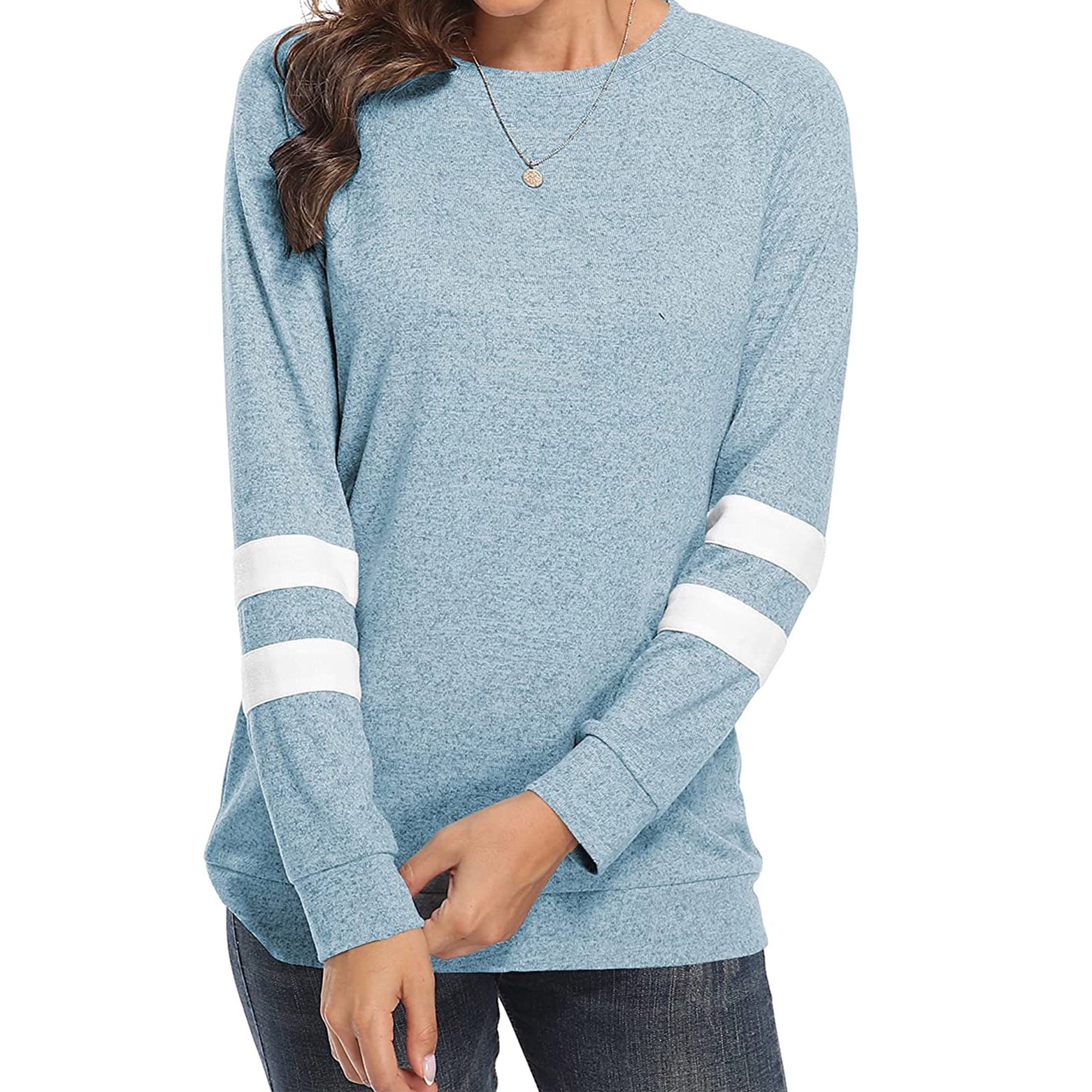 tredstone Women T-shirt Long Sleeve Stripe Top Round Neck Casual