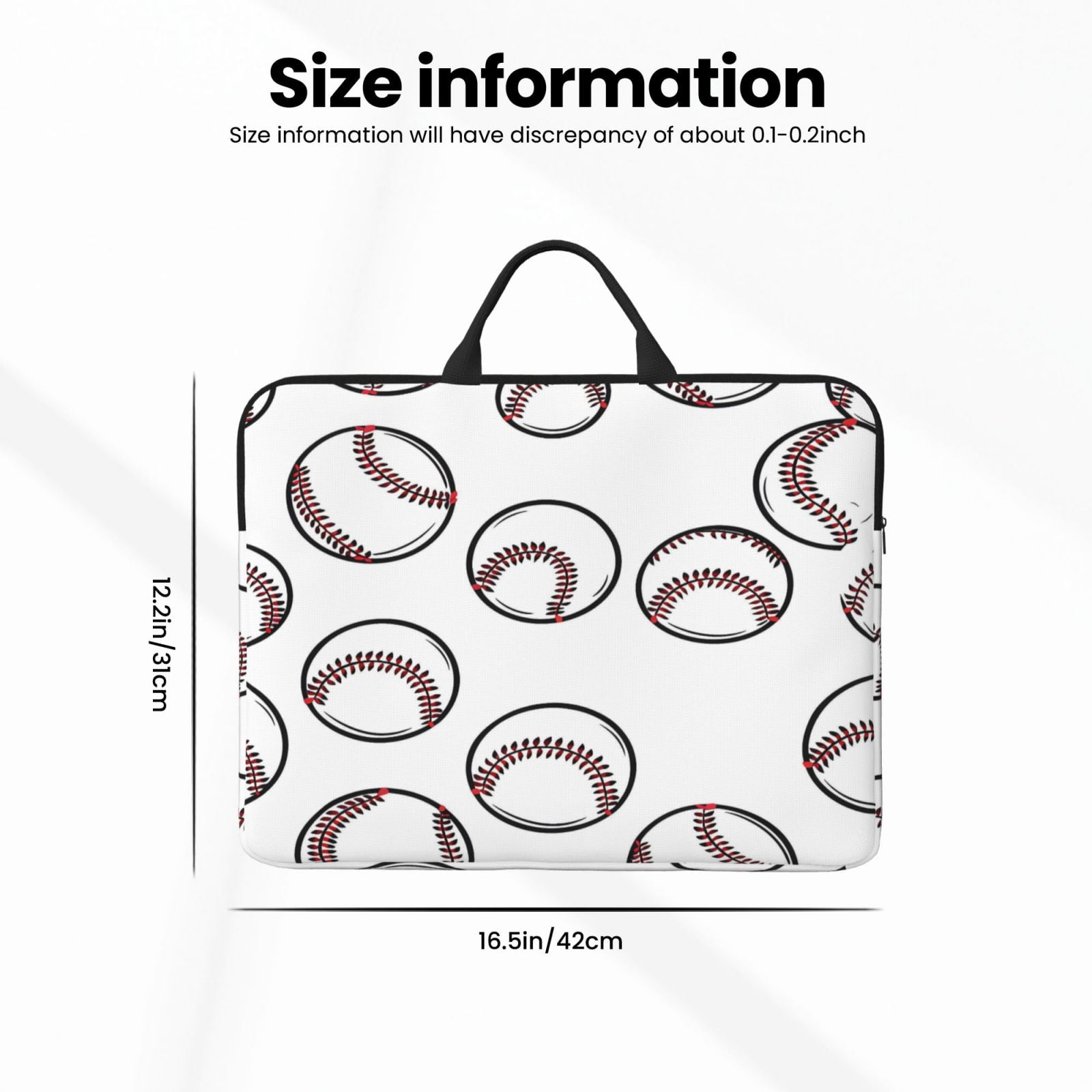Laptop Sleeve Bag For Women Men 14inch Waterproof Durable Protective Computer Carrying Cover Handle Laptop Case Bag White Baseballs With Classic Red Stitching