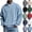 Sky Blue, variant on Full Zipper Jackets for Men Waffle Knit Zip Mock Neck Sweatshirt No Hood Casual Loose Fit Solid Color Long Sleeve Lightweight Fall Jackets, S