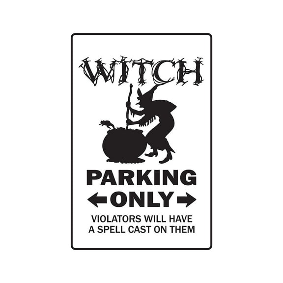 WITCH Parking Aluminum Sign broomstick halloween girlfriend ghost | Indoor/Outdoor | 18" Tall