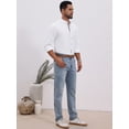 thumbnail image 5 of DARING DIVA Men's Stand Collar Long Sleeves Button Down Linen Shirts M White, 5 of 7