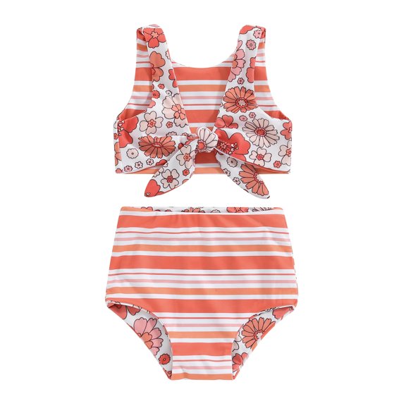 Bagilaanoe Toddler Baby Girls Swimsuits 2 Piece Bikinis Set Floral Print Tankini Tops Shorts 6M 12M 18M 24M 3T 4T Kids Swimwear Bathing Suit Beachwear