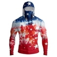thumbnail image 2 of Men's Patriotic American Flag Fishing Hoodie with Built-in Face Mask and Thumbhole Cuffs Featuring UPF 50+ Sun Protection Long Sleeve Shirt for 4th of July Memorial Day Deep Red L, 2 of 9