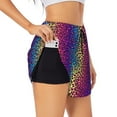 thumbnail image 2 of Haiem Leopard Neon Rainbow Gradient Women's 2 in 1 Running Shorts - Lightweight Athletic Workout Gym Yoga Breathable Sports Shorts Liner with Phone Pockets-Small, 2 of 9