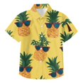 thumbnail image 6 of Boys Hawaiian Shirt Short Sleeve Floral Button Down Shirts Tropical Holiday Beach Top Vacation Clothes 6-12 Months 12-24 Months 2t 3t 4t 5t 6t 7t 8t 9t Children Yellow 5-6 Years, 6 of 6