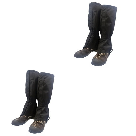 Masteelf 2 Pairs  Waterproof Breathable Wearable Outdoor Skiing Climbing Hiking Snow Leg Gaiters Boot Covers Protectors (Black)