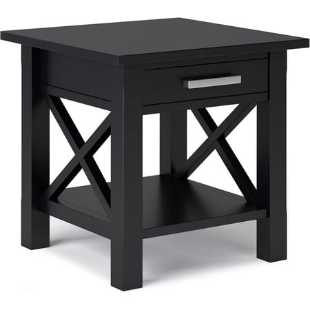SIMPLIHOME Kitchener SOLID WOOD 21 inch Wide Square Contemporary End Table in Black for the Living Room and Bedroom