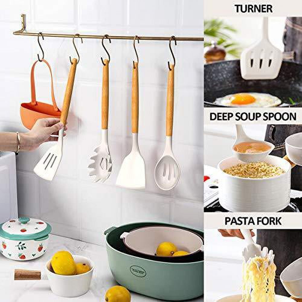 utosday cooking utensils set, 33pcs silicone kitchen utensils set with