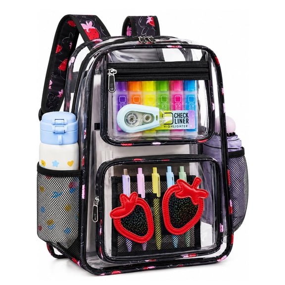 DAKIMOE Clear Backpack Heavy Duty Stadium Approved School Cute Transparent Backpacks Clear Bag Travel