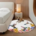 thumbnail image 2 of Hummingbirds Round Area Rug 7Ft Washable Circle Rugs for Dorm Laundry Room, Spring Summer Watercolor Flowers Plant Non-Slip Carpet Floor Mats Indoor Outdoor Carpet Runner Aesthetic Home Decor, 2 of 8