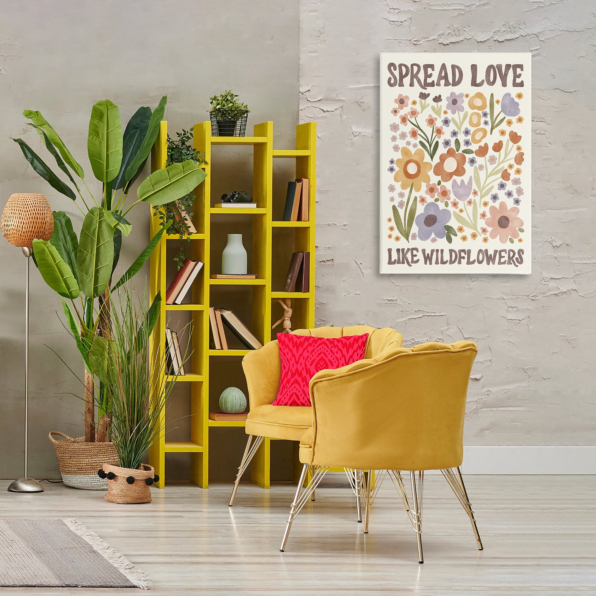 Stupell Industries Spread Love Like Wildflowers Plants & Flowers Painting Wrapped Canvas Art Print Wall Art, 24 x 36