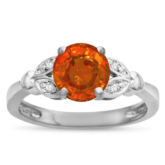 Star K � Round 7mm Simulated Orange Mexican Fire Opal Marquee Design Promise Engagement Ring