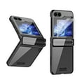 thumbnail image 1 of SaniMore for Samsung Galaxy Z Flip 5 (6.7" 2023) Case with Built-in Tempered Glass Protector Hinge Protection Full Body Protection Plating Bumper Shockproof Anti-drop Clear Shell, Black, 1 of 7