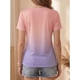 thumbnail image 2 of Cuteduck Women Tops Casual Short Sleeve V-Neck T-Shirt Summer Color Blending Loose Fit Comfort T-Shirt M-3XL, 2 of 9