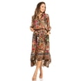 thumbnail image 5 of Sakkas Andreas Women's Maxi Long Sleeve Button Down Floral Ruffle Dress Pockets - 591-Multi - L/XL, 5 of 5