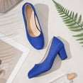 thumbnail image 5 of Women's Closed Toe Heel Suede Pumps Shoes Low Block Heel Round Toe Classic Office Casual Wedding Dress Shoes Blue Size 7.5, 5 of 7