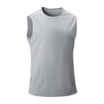 thumbnail image 4 of Men'S Solid Color Sleeveless Tank Top Breathable Mesh Athletic Shirt With Reflective Stripes For Running Workout Gym And Daily Training Activities Tank,Light Gray,XL, 4 of 5