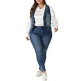 thumbnail image 2 of Agnes Orinda Plus Size Denim Vest for Women Sleeveless V Neck Button Down Jean Waistcoat Jacket, 2 of 5