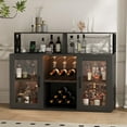 thumbnail image 2 of Huisuilinss Bar Cabinet with Power Outlets,Kitchen Buffet Sideboard with Led Lights and Glass Holder, Kithchen Bar with Glass Cabinet Doors,  Storage Buffet Cabinet Coffee Bar Cabinet, 2 of 6
