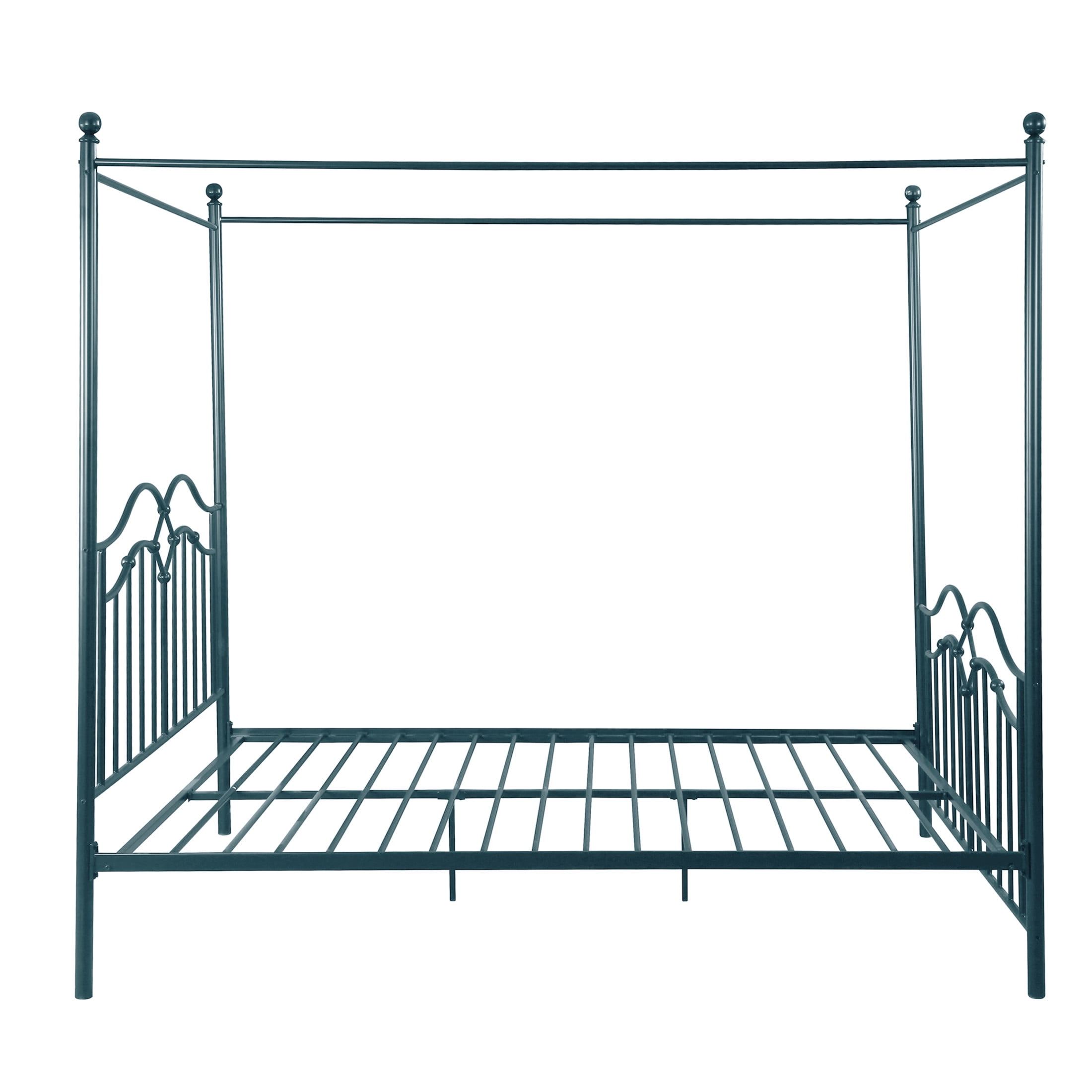 Christopher Knight Home 61" Queen Size Metal Canopy Bed Frame with Wavy Headboard and Footboard, Blue